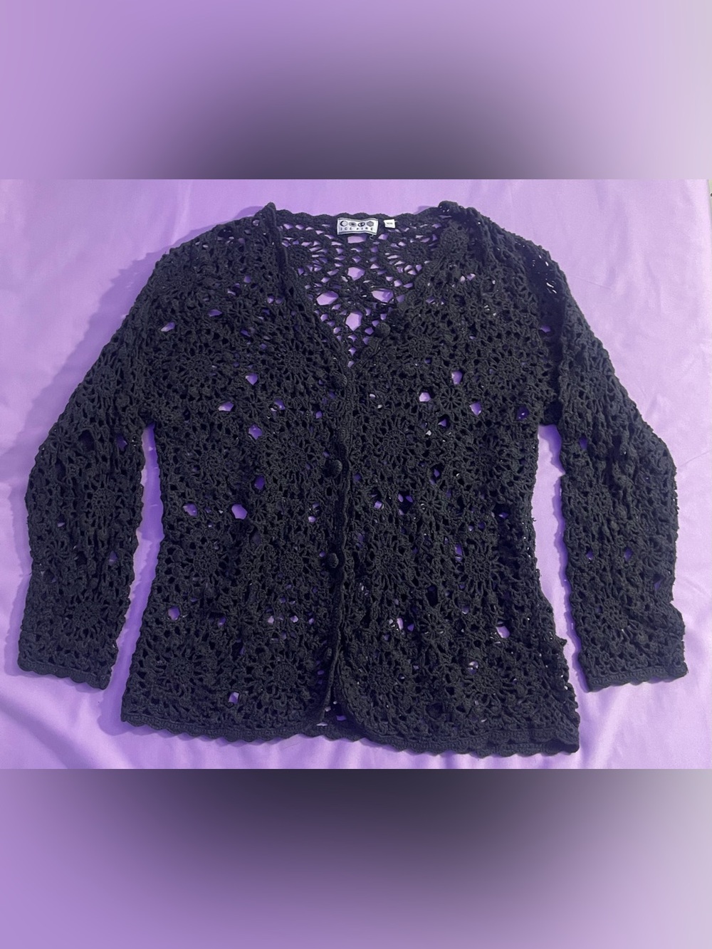 Vintage Whimsigoth crochet knit cardigan y2k 90’s